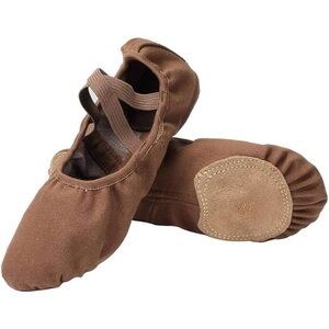Brown stretch canvas‎ girls women ballet dance shoes NWT 🩰